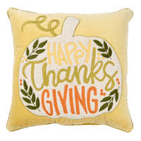 Happy Thanksgiving Pumpkin Embroidered Throw Pillow