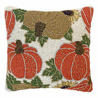 Pumpkin Beaded Throw Pillow, 12"