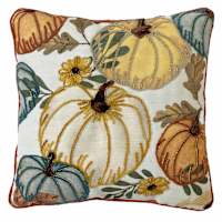 Multicolor Pumpkin Embroidered Throw Pillow, 18"