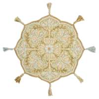 Moira Peach Round Area Rug with Tassels, 32"