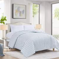 Navy Grid Printed Microfiber Comforter, Full/Queen