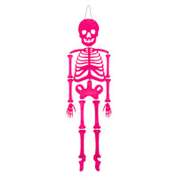 Hot Pink Metal Flocked Skeleton Wall Décor, 25"