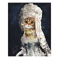 Fancy Cat In Wig Canvas Wall Art, 16x20