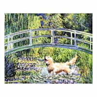 Dog Playin In Field Canvas Wall Art, 20x16