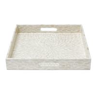 Solstice Ivory Capiz Square Decorative Tray, 16"