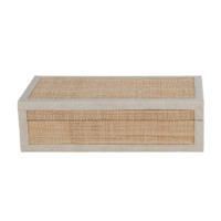 Natural Rattan & Leather Box, 12x6x3.5
