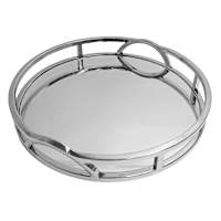Round Silver Electro Mirrored Tray, 15.4"