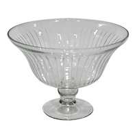 Clear Glass Bowl with Etching, 14x10