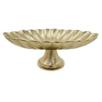 Gold Scalloped Aluminum Pedestal Tray, 15x7.6x5.4