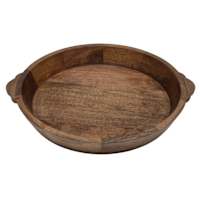 Round Wooden Tray with Handles, 15x13