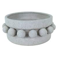 Round Grey Ceramic Decorative Bowl, 10.5"
