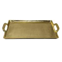 Handled Rect Cast Alum Tray Gold, 20x11