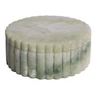 Light Green Ribbed Trinket Box, 5"