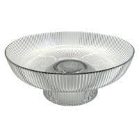 Grey Ribbed Glass Footed Bowl, 10x4.3
