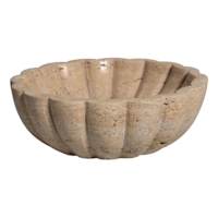 Scalloped Travertine Trinket Bowl, 6"