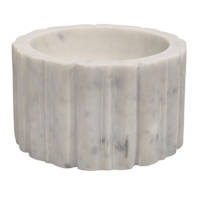 White Marble Bowl with Ribbed Edges, 6"