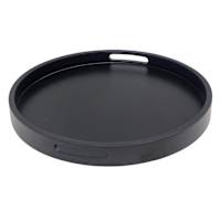 Black Acacia Wood Round Tray, 20"