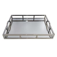 Silver Rectangular Mirrored Tray, 15x11