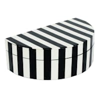 Black and White Large Half Round Resin Box, 9x5