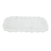 Scallop White Marble Tray, 12x7