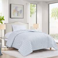 Navy Grid Printed Microfiber Comforter, Twin/Twin XL