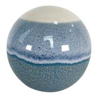 Blue Aqua Reactive Glaze Ceramic Sphere, 5"
