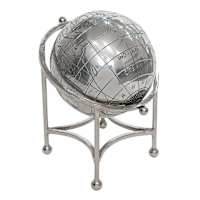 Decorative Silver Aluminum Globe, 7x8
