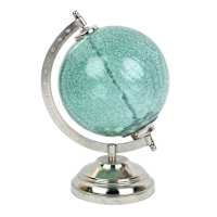 Crackle Glass Globe with Metal Sheet Base, 7x6