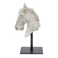 White Concrete Horse Head Deocr, 8.5"