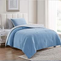 Blue & Grey Reversible Microfiber Comforter & Sheet Set, Twin/Twin XL