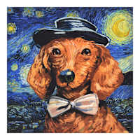 Dog Starry Night Canvas Wall Art, 16"