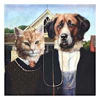 Dog & Cat Canvas Wall Art, 16"