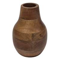 Mango Wood Flower Vase, 7"