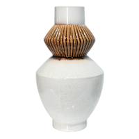 Cream & Brown  Ceramic Decorative Vase, 15.4"