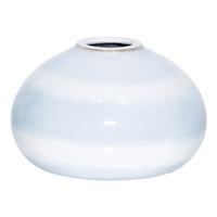 White & Light Blue Ceramic Vase, 3.5"