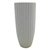 Fluted White Ceramic Vase, 11.75"