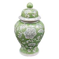 Green Chinosiere Porcelain Jar, 7x12