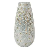 White & Gold Mosaic Vase, 12x6
