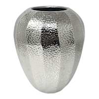 Hammered Silver Aluminum Vase, 9"