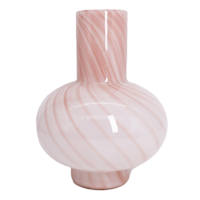 Pink Striped Glass Vase, 9.5"