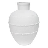 White Ribbed Ceramic Vase, 15"