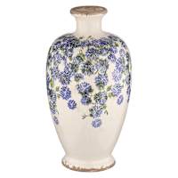 Blue Flower Ceramic Vase, 11.2"