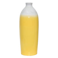 White & Yellow Decorative Ceramic Vase, 19.3"