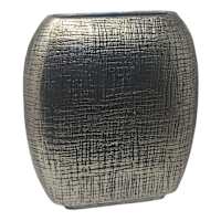 Silver Cast Aluminum Flat Vase, 12"