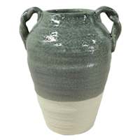 Green Twisted Handle Vase, 11.25"