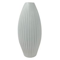 Fluted White Ceramic Vase, 13.75"