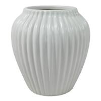Flutted White Ceramic Vase, 7"