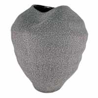 Black Textured Dent Ceramic Vase, 9x10