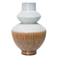 Cream & Brown Ceramic Decorative Vase, 11.8"