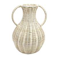 White Woven Rattan Vase, 10"